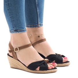 Espadrilles compensées noires 1484-1 le noir