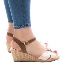 Sandales compensées beiges espadrilles 1484-1