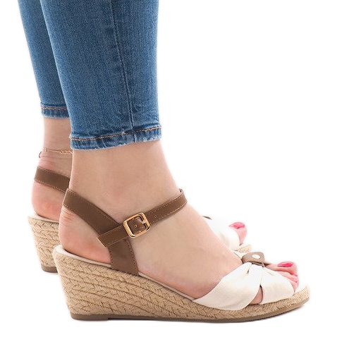 Sandales compensées beiges espadrilles 1484-1