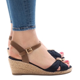 Espadrilles compensées bleu marine 1484-13 brun
