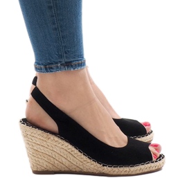 Sandales compensées noires 2894