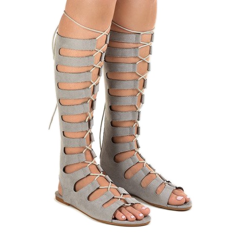 Sandales spartiates plates grises 289-9