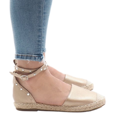 Sandales espadrilles dorées à boucle TH-155 d'or