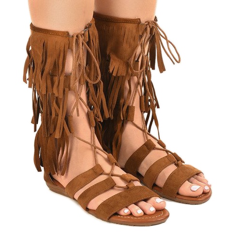 Sandales spartiates plates marron D-41 brun