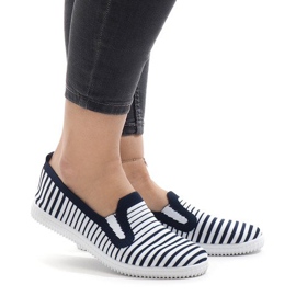 Baskets à rayures bleu marine XJ-2909 blanc