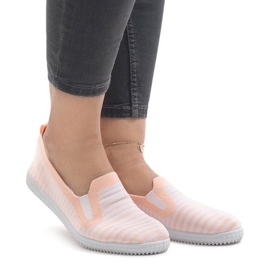 Baskets à enfiler à rayures pêche XJ-2909 blanc jaune