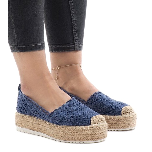 Baskets espadrilles bleues sur la plateforme 7801-P