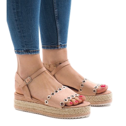 Sandales compensées roses 99-46 Sandales compensées roses 99-46