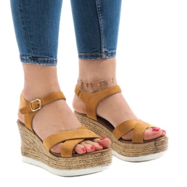 Sandales compensées camel XL104 brun