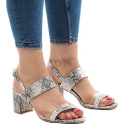 Sandales serpent sur le post suède S-7346 blanc