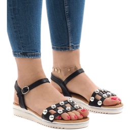 Sandales compensées noires avec un élastique 35-128