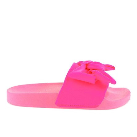 Chaussons rose fluo avec un nœud MU-6 Chaussons rose fluo avec un nœud MU-6