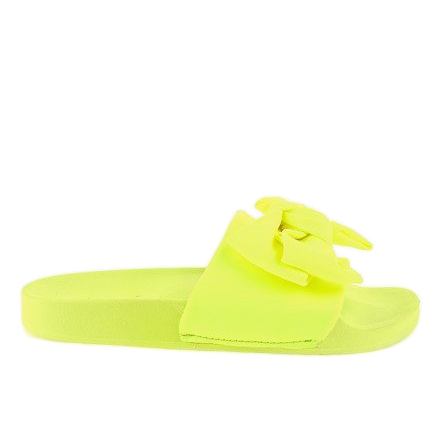 Chaussons jaune fluo MU-6 avec nœud