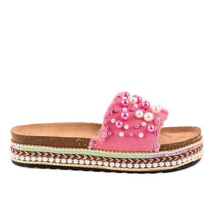 Chaussons roses décorés 1035 perles