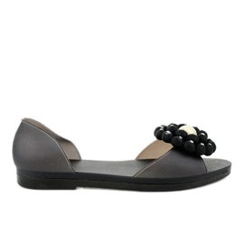 Sandales Meliski noires avec une fleur HM701
