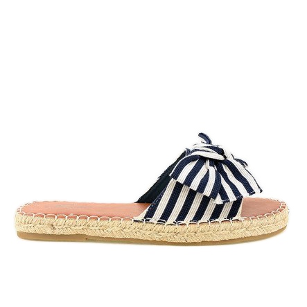 Chaussons bleu marine à nœud Z-23 blanche