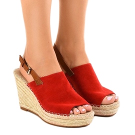 Sandales compensées rouges espadrilles KA-20