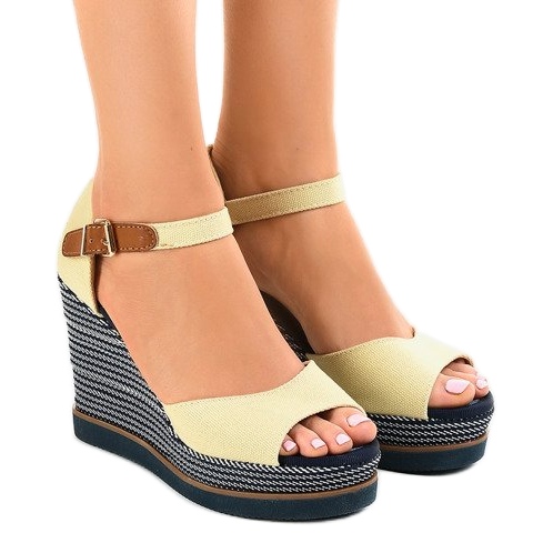 Sandales compensées beiges espadrilles 9079