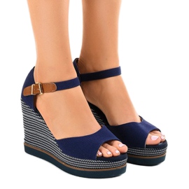 Espadrilles compensées bleu marine 9079