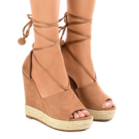 Sandales compensées espadrilles beiges FK-228