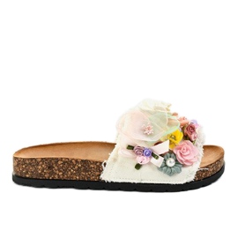 Chaussons blancs à fleurs W-15