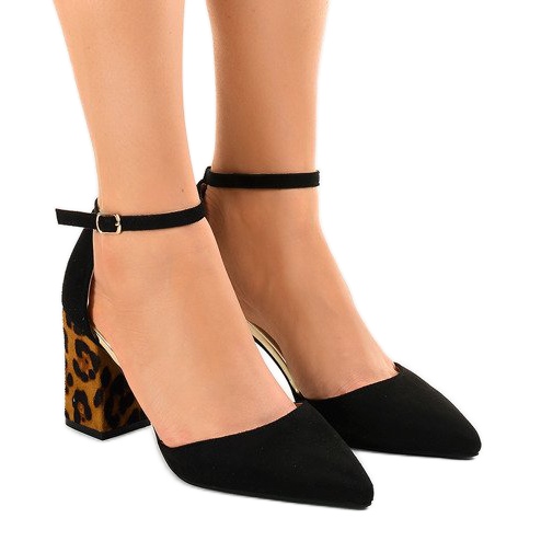 Escarpins en daim noir FR276 brun le noir
