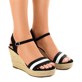 Sandales compensées espadrilles noires 9072 le noir