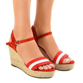 Sandales compensées espadrilles rouges 9072