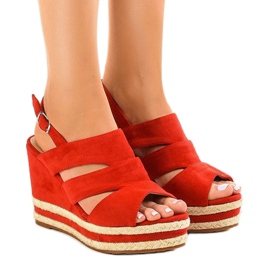 Espadrilles rouges, sandales compensées FG6