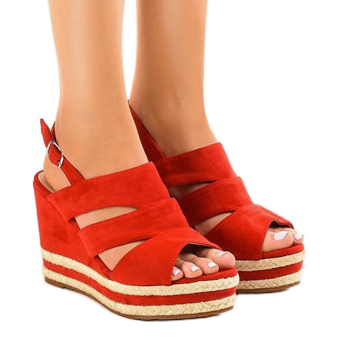 Espadrilles rouges, sandales compensées FG6