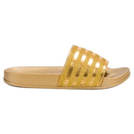 Weide Chaussons À Paillettes jaune
