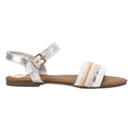 SHELOVET Sandales À Paillettes blanche