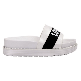 Queen Vivi pantoufles en daim d'amour blanche