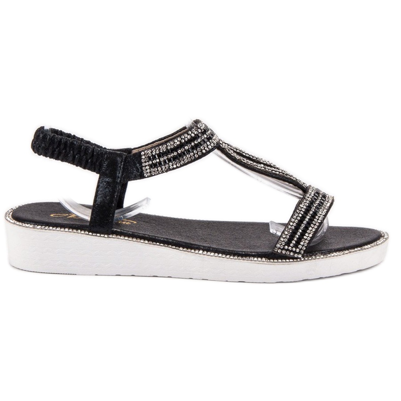 SHELOVET Sandales Compensées Avec Élastique le noir