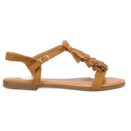 Mannika Sandales camel à franges brun