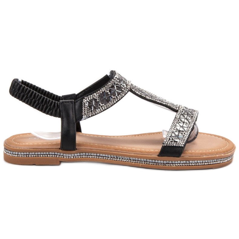 Bello Star Sandales noires décorées le noir