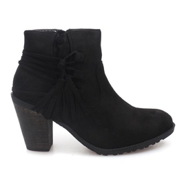 Bottines En Daim Sur Une Barre Franges 1631-1 Noir le noir