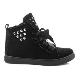 Bottines et Nœuds en Daim TL0149-1 Noir le noir
