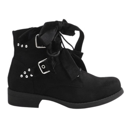 Bottines En Daim Avec Nœuds QQ660 Noir le noir