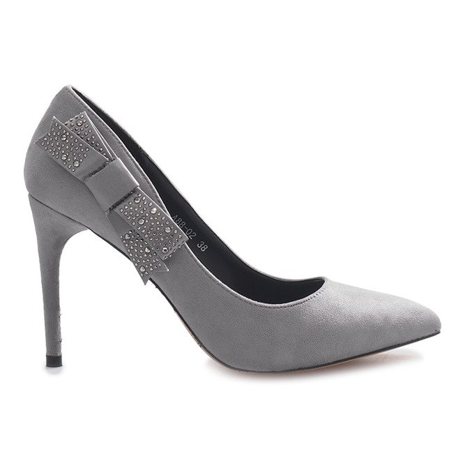 Escarpins gris à nœud bordeaux Escarpins gris à nœud bordeaux