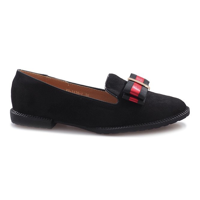 Chaussures à enfiler noires avec un nœud Rossa le noir Chaussures à enfiler noires avec un nœud Rossa le noir