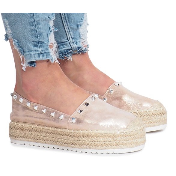 Espadrilles champagne sur le compensé Glam multicolore rose