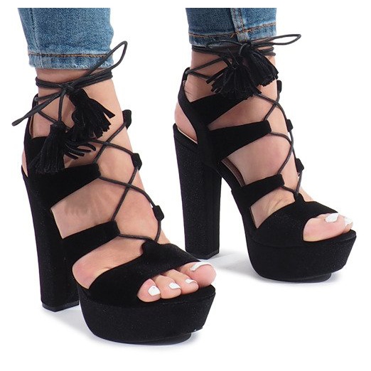 Sandales noires sur tige en velours One Love le noir Sandales noires sur tige en velours One Love le noir