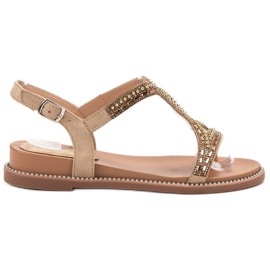 Bello Star Sandales en daim avec cristaux brun