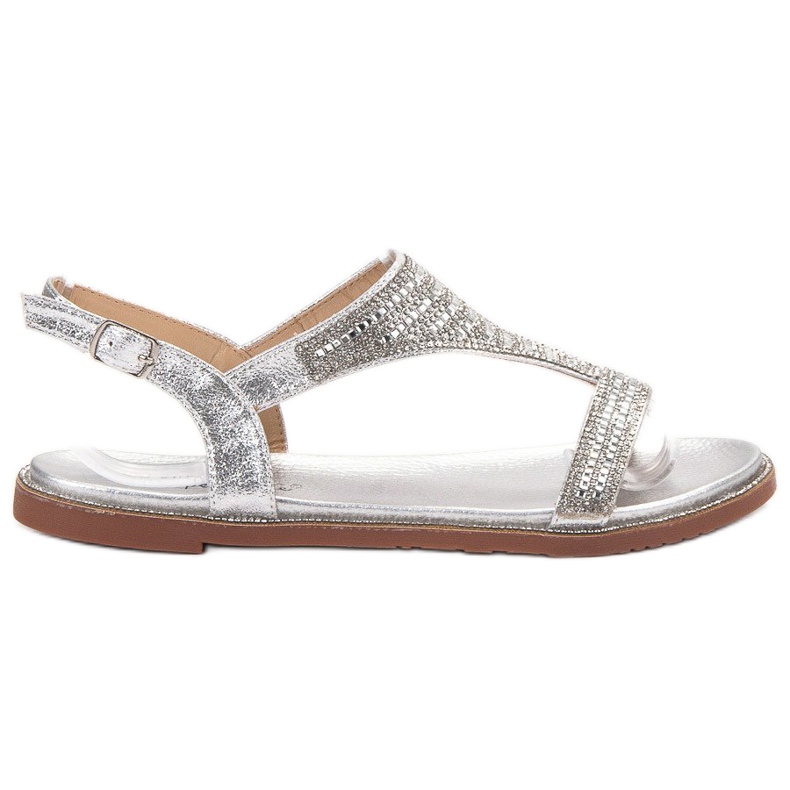 Super Mode Sandales argentées élégantes gris