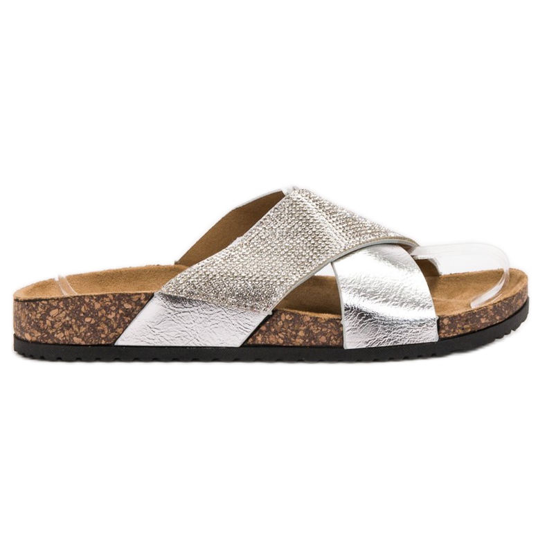 SHELOVET Pantoufles classiques en argent gris