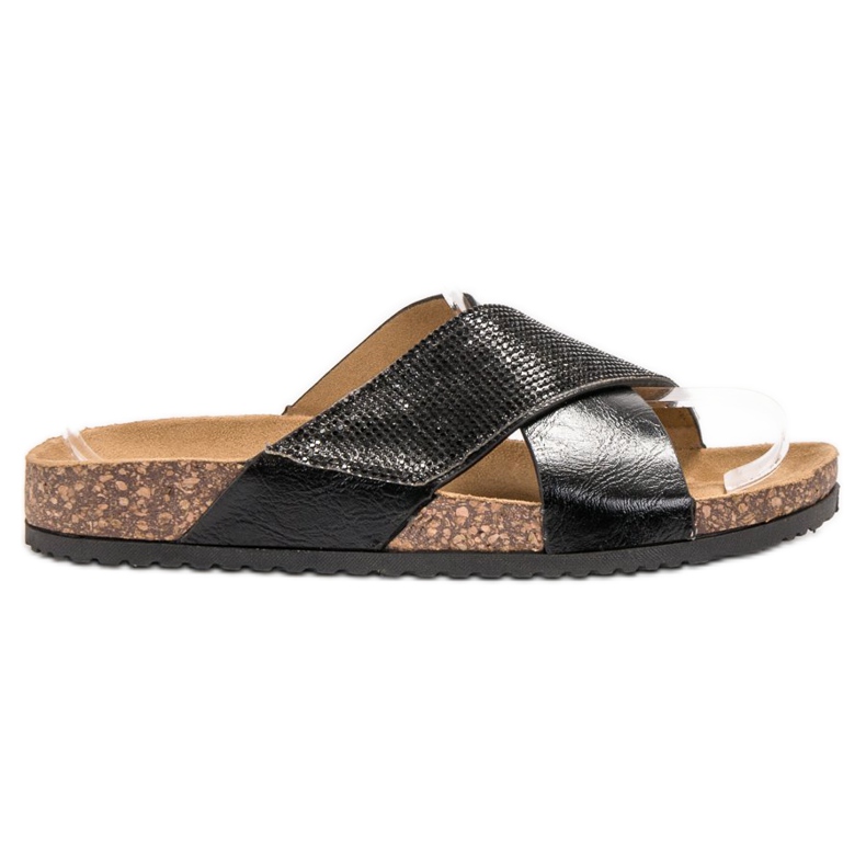 SHELOVET Pantoufles noires classiques le noir