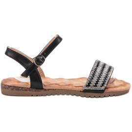 Emaks Sandales Avec Cubic Zirconia le noir
