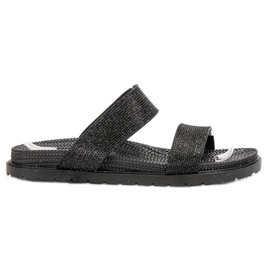 EXQUILY Pantoufles En Caoutchouc À La Mode le noir