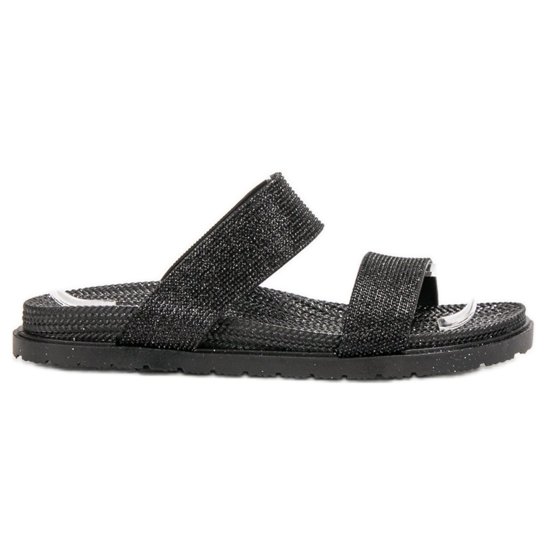 EXQUILY Pantoufles En Caoutchouc À La Mode le noir